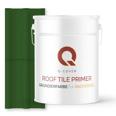 Produktbild von Grundierfarbe für Dachziegel Laubgrün RAL 6002 10 L | wetterfeste Dachbeschichtung | für Ziegel, Beton, Eternit | UV-beständig | Q-COVER