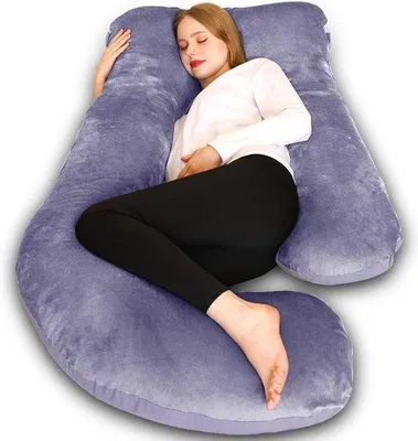Image de Coussin de grossesse XXL 140 x 70 cm bleu/gris en coton