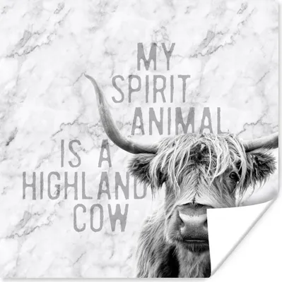 Produktbild von MuchoWow® Poster Marmor - Zitat - Schottischer Highlander 100x100 cm - Babyzimmer