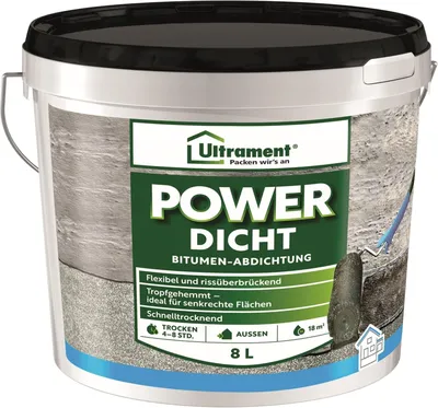 Produktbild von Ultrament Power Dicht 8 l | hochwertige Bitumen-Universalabdichtung, schnell trocknend & elastisch