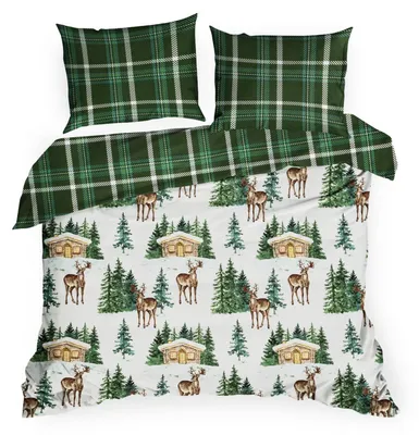 Zdjęcie produktu dla Pościel świąteczna VERDE 220x200 + 2x70x80 biała jelenie