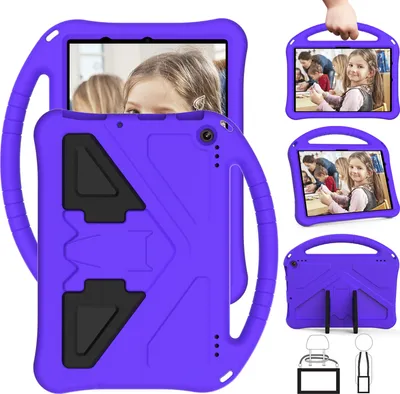 Produktbild von Kinder Hülle für Amazon Fire HD 10 / 10 Plus 10.1" 11th Gen 2021, Eva Leichte Stoßfeste Faltbarem Ständer, Kids Griff Schutzhülle Lila