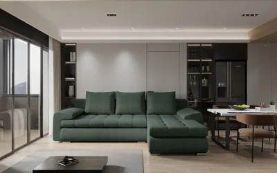 Produktbild von Ecksofa Sofa HECKTOR mit Schlaffunktion Stoff Abriamo Flaschengrün Ottomane Rechts