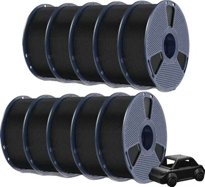 Image de filament pour imprimante 3D, haute résistance, ténacité, PETG noir 10 rouleaux
