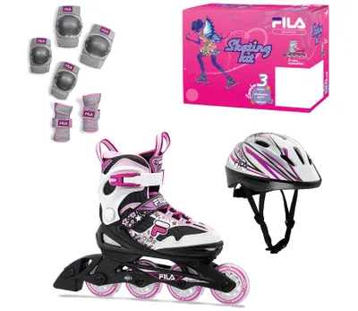 Produktbild von FILA INLINE SKATE J-ONE COMBO 3 SET - MÄDCHEN, Größe:S= EU 28-32 (17.0-19.0 cm), Farbe:Schwarz/Weiß/Magenta