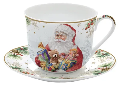 Produktbild von Tasse mit Untertasse SANTA IS COMING Weihnachtsmann für 400ml in GB Easy Life