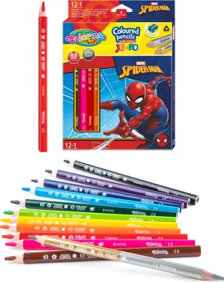 Produktbild von Jumbo dreieckige Bleistifte 13 Farben Spiderman Colorino