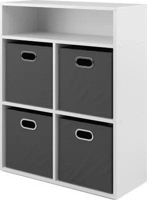 Produktbild von Vicco Bücherregal , 72 x 90.2 cm mit 4 Faltboxen, Weiß/Anthrazit
