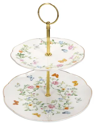Produktbild von Dancing Butterflies 2-stöckige Etagere Porzellan Metall Ø21cm 2 Etagen