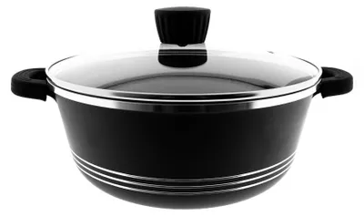 Produktbild von Almina Kochtöpfe in Schwarz mit Glasdeckel Aluminium-Druckguss mit Antihaftbeschichtung 36 cm