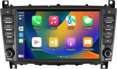 Immagine prodotto di Autoradio con Bluetooth e CarPlay per Mercedes-Benz Classe C W203/W209 e CLK200 – Compatibile con Apple e Android – Impianto stereo con sistema di navigazione – 2 GB di RAM, 32 GB di memoria interna, display da 8"