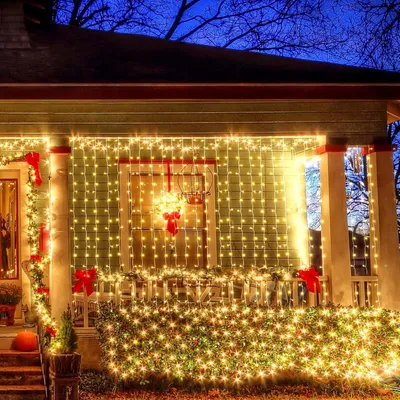 Productafbeelding van Salcar 2x3 meter, 240 LED-lichtslinger, lichtgordijn voor ramen, 8 lichtmodi, voor binnen, kerstdecoratie, LED, voor thuis, feest, warm wit