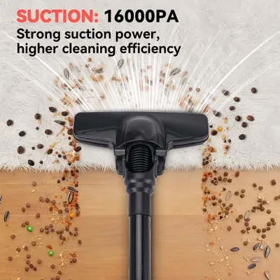 Image de Aspirateur balai sans fil - 5 en 1 - Puissance d'aspiration : 16000 Pa - 1000 W - Lumière LED - Réservoir à poussière de 700 ml - Sans batterie, rouge