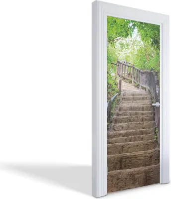 Produktbild von Türaufkleber Innentüren Selbstklebende Kreativ Wandsticker - Waldtreppe - 85 x 205 cm