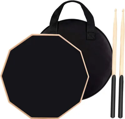 Produktbild von Drum Practice Pad, 2-seitig leises Übungspad mit Massivholz-Drumsticks und Aufbewahrungstasche