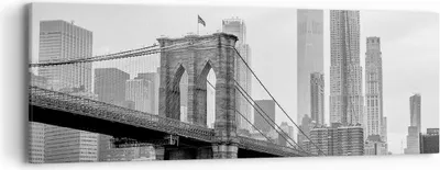 Produktbild von Bild auf Leinwand - Leinwandbild - Einteilig - Brücke Brooklyn schwarz und weiß - 90x30cm - Wand Bild - Wanddeko - Wandbilder - Leinwanddruck - Bilder - Wanddekoration - Leinwand bilder - AB90x30-4245