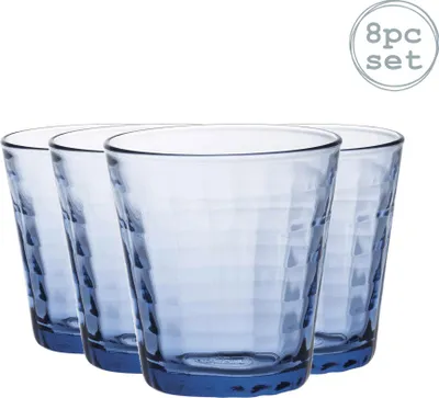 Produktbild von Duralex Prisme Trinkgläser - 220ml Tumblers für Wasser, Saft - Blau - Packung mit 8