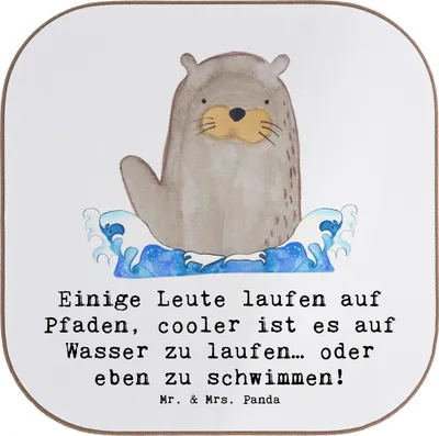 Produktbild von Mr. & Mrs. Panda Untersetzer für Gläser Schwimmen Pfade - Weiß - Geschenk, gläseruntersetzer, Coaster, Schwimmbegeisterung, Tischuntersetzer, Sportler Geschenke, Wasser
