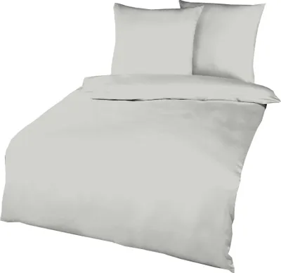 Produktbild von Kaeppel Biber Bettwäsche Uni Gelb Sand Lind Hellblau Terra Weiß Rot Anthrazit Leinen Silber Einfarbig, Farbe:Silber, Größe:155x220cm Bettwäsche