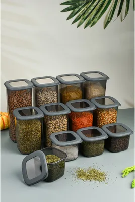 Produktbild von Hermia Concept, BNMPOLYAS12-51217SRG, Aufbewahrungsbox-Set (12-teilig), 100 % KUNSTSTOFF, Anthrazit, 10 x 10 x 9,5 cm