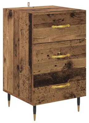 Produktbild von Nachttisch mit Schubladen Altholz 40 x 40 x 66 cm Holzwerkstoff
