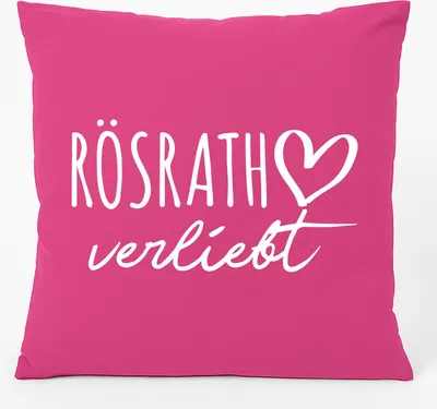 Produktbild von Huuraa Kissen Rösrath verliebt 40x40cm mit Füllung Fuchsia Baumwolle Dekokissen Geschenkidee