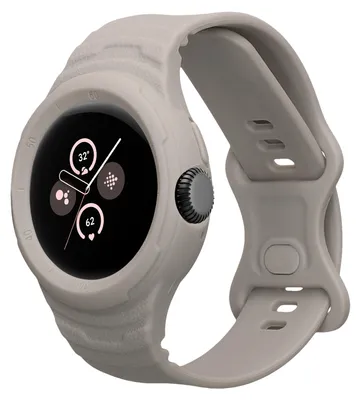 Produktbild von kwmobile Sportarmband kompatibel mit Google Pixel Watch 2 / Pixel Watch 1 - Armband TPU Silikon für Fitnesstracker - mit Schutz Bumper Grau