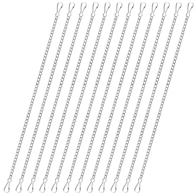 Image de 12 chaînes de suspension, chaînes métalliques de 54 cm de long pour suspendre des jardinières, des paniers suspendus pour plantes retombantes, des pots de fleurs et des oiseaux.