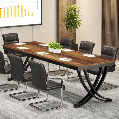Immagine prodotto di Scrivania Tribesigns, scrivania per computer 200 x 70 x 75 cm, scrivania doppia lunga, scrivania da lavoro con struttura in metallo, mobili da ufficio per la casa, Mix Brown