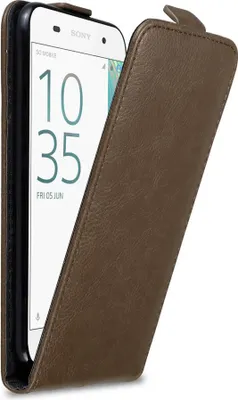 Produktbild von Cadorabo Hülle für Sony Xperia E5 Schutz Hülle in Braun Flip Etui Handyhülle Case Cover