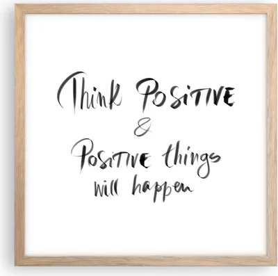 Produktbild von Gerahmtes Poster - Rahmen in heller Eiche - Motto Gedanke positiv - 40x40 cm - Wand Bild - Wanddeko - Wandbilder - Wandposter - Bilderrahmen - Bilder - Kunstdruck - Wandbild - P2NAC40x40-4162