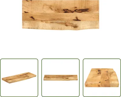 Produktbild von The Living Store Tischplatte 90x20x3,8 cm Baumkante Massivholz Raues Mangoholz