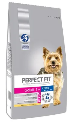 A bag of dog food with a picture of a Yorkshire Terrier on it.