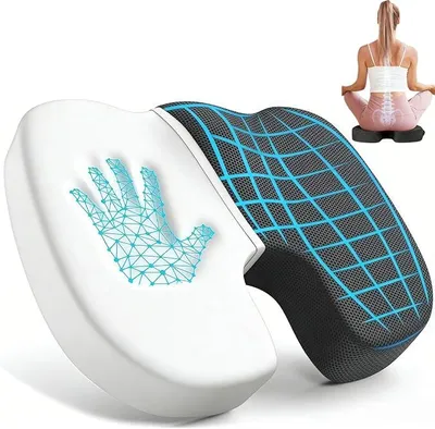 Produktbild von PolkaHome® Orthopädisches Sitzkissen mit Memory-Schaum, Ergonomisches Sitzkissen für Bürostuhl, Auto & Zuhause, Abnehmbarer &