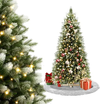 Produktbild von TRMLBE Weihnachtsbaum Künstlich 180cm 350LEDs Tannenbaum Grün PVC+Weiß PE Schnellaufbau Weihnachtsdeko Dekobaum mit Holzständer Christbaum, für Innen-Außen