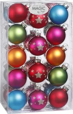 Produktbild von Weihnachtskugeln mit Motiv Sterne Glas 6cm Mille Fiori, 28er Set