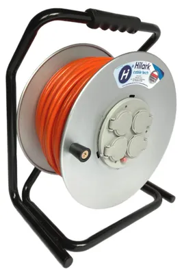 Immagine prodotto di Prolunga H07BQ-F 3x2,5 – Prolunga in PUR su avvolgicavo metallico arancione da 1 m
