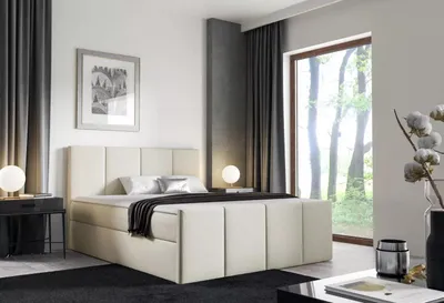 Produktbild von Bett mit Matratze und Lattenrost LOLA – 200 x 220 cm, beige 2 + GRATIS Matratzenauflage