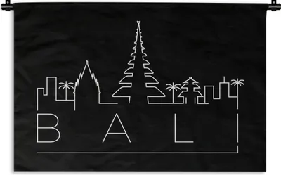 Produktbild von MuchoWow® Wandteppich Wandbehang Skyline "Bali" auf schwarzem Hintergrund 120x80 cm Tapisserie Dekoration Wandtuch - Wanddekorationen - Wandtücher