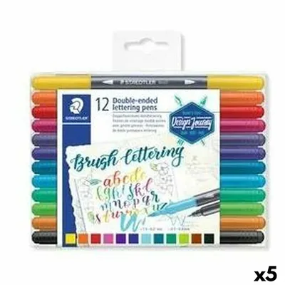 Zdjęcie produktu dla 5 zestawów pisaków STAEDTLER 3004 TB12 z końcówką D do liternictwa, po 12 sztuk