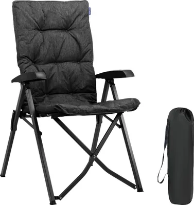 Produktbild von TRVLMORE Campingstuhl - Inkl. Tragetasche - Komfortabler Klappstuhl - 120 kg Tragfähigkeit - Klappstuhl - Aufbewahrungsfach - Faltstuhl - Schwarz