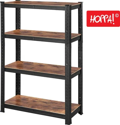Produktbild von Hoppa! Lagerregal - Lagerregal - 80x40x160 cm - Tragfähigkeit bis zu 520 kg - Braun/Schwarz