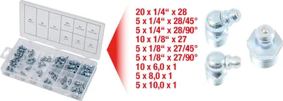 Produktbild von KS TOOLS Sortiment Schmiernippel metrisch & Zoll 70tlg. - 970.0360