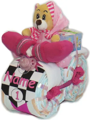 Produktbild von Windeltorte | Windelmotorrad Rallye rosa | Windelgeschenk zur Geburt
