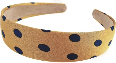 Produktbild von Haarreifen Breit 3cm Gepunktet Haarreif Satin Haarschmuck Haarspange Turban 0711 Gelb