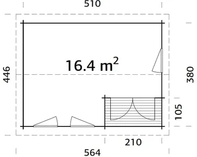 Produktbild von Palmako Gartenhaus Susanna 16,4 m² aus Holz Gartenhaus mit 44 mm Wandstärke Holzhaus Fußboden inklusive Blockbohlenhaus 19.38 m² Satteldach