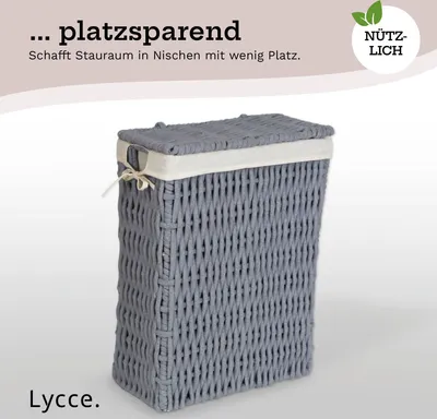Produktbild von Lycce Wäschekorb Baumwolle mit Deckel Nischenwäschekorb schmal Baumwolle grau, Größe:Größe 2