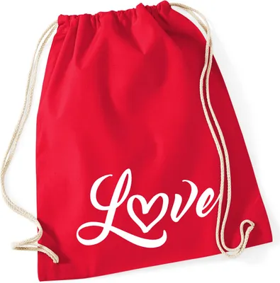 Produktbild von Huuraa Turnbeutel Love Herz Hearth 12 Liter Classic Red Baumwolle Rucksack Geschenkidee