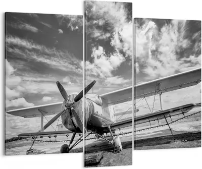 Produktbild von Bild auf Leinwand - Leinwandbild - 3 Teile - An-2 Flugzeug Schwarzweiß - 95x80cm - Wand Bild - Wanddeko - Wandbilder - Leinwanddruck - Bilder - Wanddekoration - Leinwand bilder - CB95x80-4228