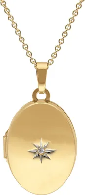 trendor 15540 Medaillon mit Diamant Gold 585/14K an vergoldeter Silberkette 1